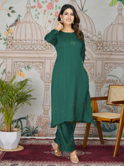 Printed Cotton Blend Kurta With Pants