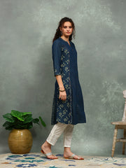Printed Denim Kurta