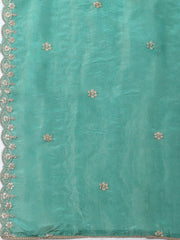 Embroidered Tissue Unstitched Kurta With Pant & Dupatta