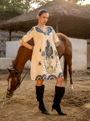 Resham Embroidered Cotton Blend Dress