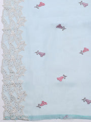 Embroidered Organza Unstitched Suit With Dupatta