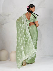 Sequence Embroidery Organza Saree