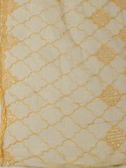 Embroidered Chanderi Mustard Unstitched Suit With Pant & Dupatta