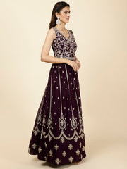 Zari Booti Embroidered Georgette Kurta With Churidar & Dupatta