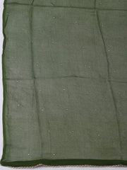 Woven Design Chanderi Green Unstitched Suit With Pant & Dupatta