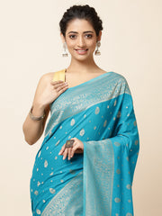 Zari Border Booti Georgette Woven Saree