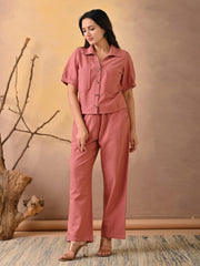 Plain Cotton Blend Shirt With Pant