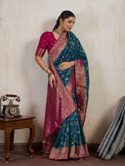 Woven Design Pashmina Silk Saree