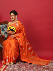 Woven Design Art Silk Orange Saree