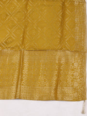 Embroidered Chanderi Mehndi Unstitched Suit With Pant & Dupatta