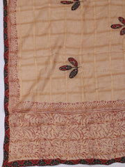 Embroidered Cotton Blend Black Beige Unstitched Suit With Pant & Dupatta