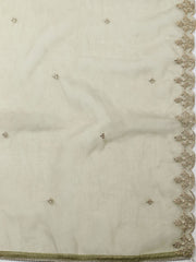 Embroidered Chanderi Unstitched Suit With Pant & Dupatta