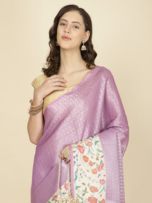 Digital Floral Printed & Woven Handloom Saree