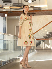 Resham Embroidered Cotton Blend Dress