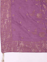 Embroidered Chanderi Unstitched Suit With Pant & Dupatta