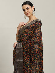 Digital Printed Cotton Blend Woven Saree