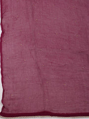 Woven Design Chanderi Wine Unstitched Suit With Pant & Dupatta