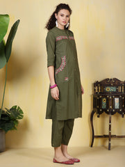 Printed Cotton Blend Kurta With Pants