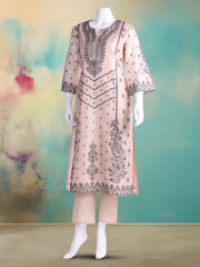 Embroidered Chanderi Kurta With Pant & Dupatta