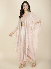 Zari Embroidery Georgette Choli With Pleated Skirt