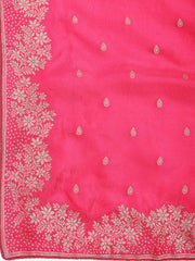 Embroidered Art Silk Unstitched Suit With Dupatta