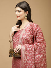 Woven Chanderi Unstitched Suit Piece With Dupatta