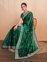 Embroidered Linen Blend Saree