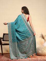 Woven Design Satin Saree