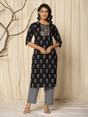 Printed Cotton Blend Kurta With Pants & Dupatta