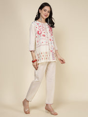 Printed Cotton Blend Kurta With Pants