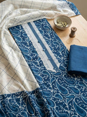 Printed Cotton Blend Unstitched Suit With Pant & Dupatta