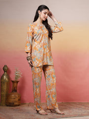 Printed Cotton Blend Kurta With Pants