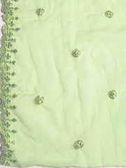 Neck Embroidered Chanderi Unstitched Suit With Dupatta