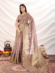 Zari Border Booti Woven Art Silk Saree