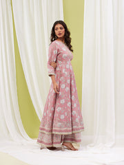 Floral Printed Cotton Anarkali kurta