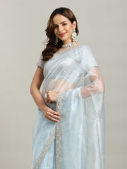 Sequence Embroidery Tissue Saree