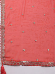 Embroidered Art Silk Unstitched Suit With Dupatta