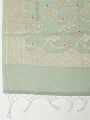 Woven Design Chanderi Unstitched Suit With Pant & Dupatta