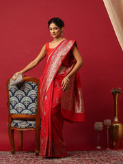 Woven Design Art Silk Red Saree