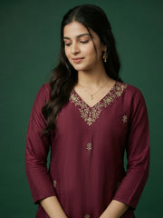 Printed Cotton Silk Kurta With Pant & Dupatta