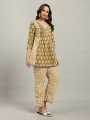 Printed Cotton Blend Kurta With Palazzo