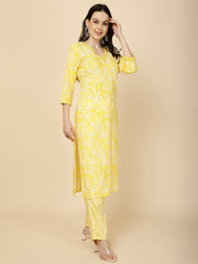 Neck Embroidery & Printed Cotton Kurta Set