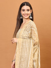 Printed Cotton Unstitched Suit Piece With Dupatta