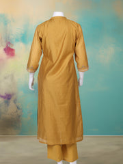 Embroidered Chanderi Kurta With Pant & Dupatta