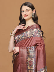 Floral Printed Crepe Woven Saree