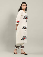 Printed Cotton Blend Kurta With Pants