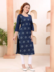 Printed Denim Kurta