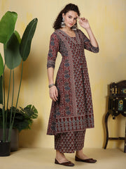 Printed Cotton Blend Kurta With Pants & Dupatta