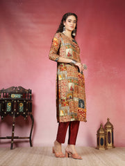 Kantha Work Cotton Blend Kurta With Pants