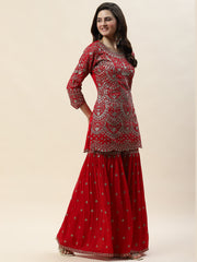 Zari Embroidery Georgette Suit Set With Dupatta